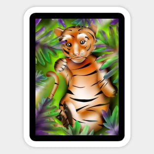 Tiger paw - Chibi tiger in the jungle Sticker